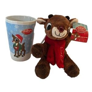 Rudolph Red Nosed Reindeer Plush in Rudolph Clarice Mug Holiday Gift Set NEW